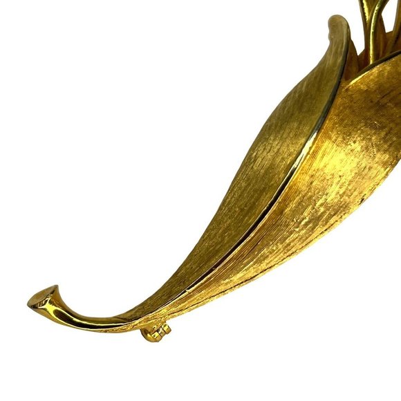 VTG 1960's Gold Floral Brooch Art Nouveau Style Costume Jewelry 3.5" VINTAGE - Picture 4 of 11
